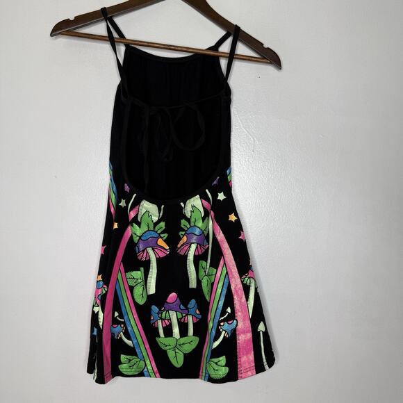 Dolls Kill Psychedelic Mushroom Dress Small Trippy Festival Fairycore Glow - Picture 4 of 7